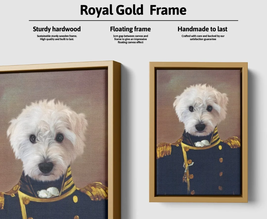 Custom Pet Canvas Portrait – Admiral Style + Free Mug
