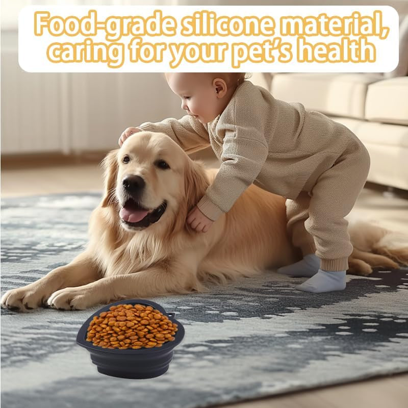 Collapsible Dog Bowls, Purple Heart-Shaped, 2-Pack Portable Foldable Pet Food and Water Bowls, Bpa-Free, Ideal for Travel, Hiking, and Camping