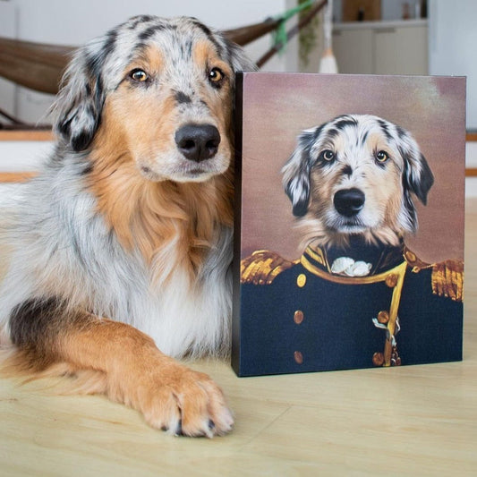 Custom Pet Canvas Portrait – Admiral Style + Free Mug