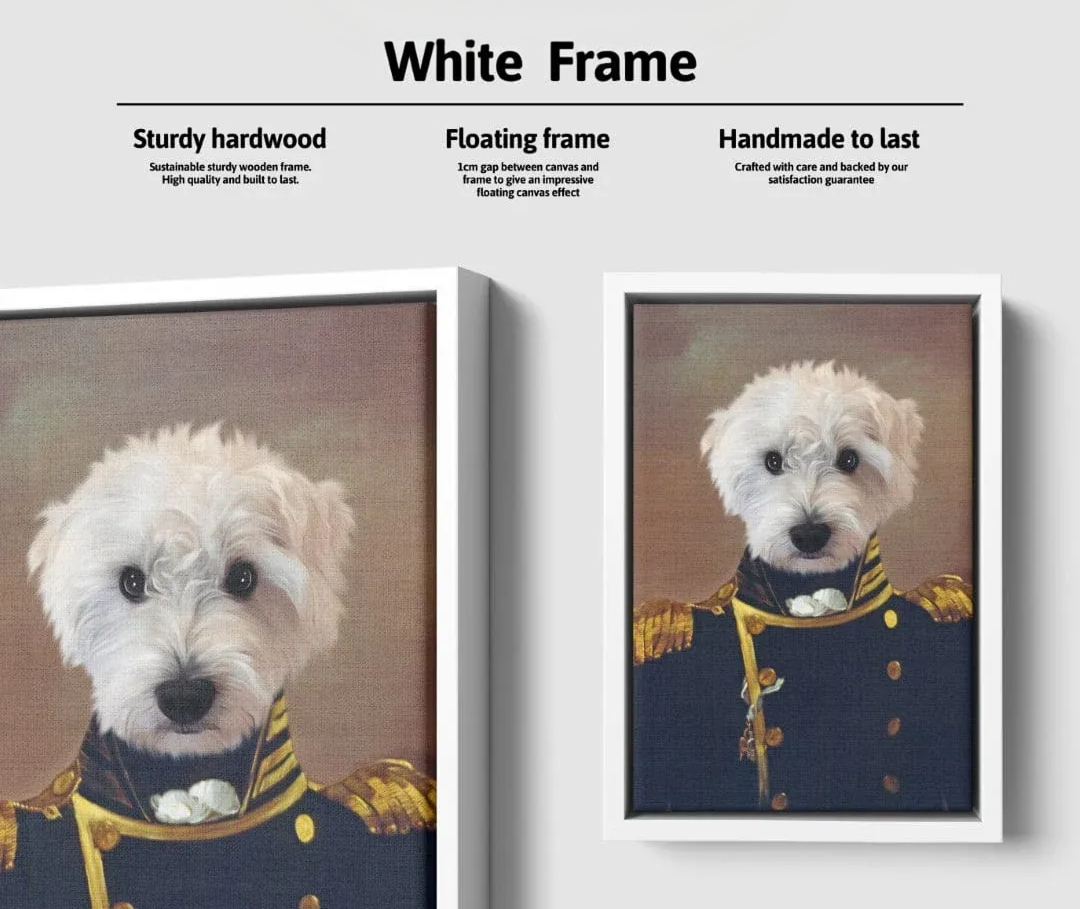 Custom Pet Canvas Portrait – Admiral Style + Free Mug