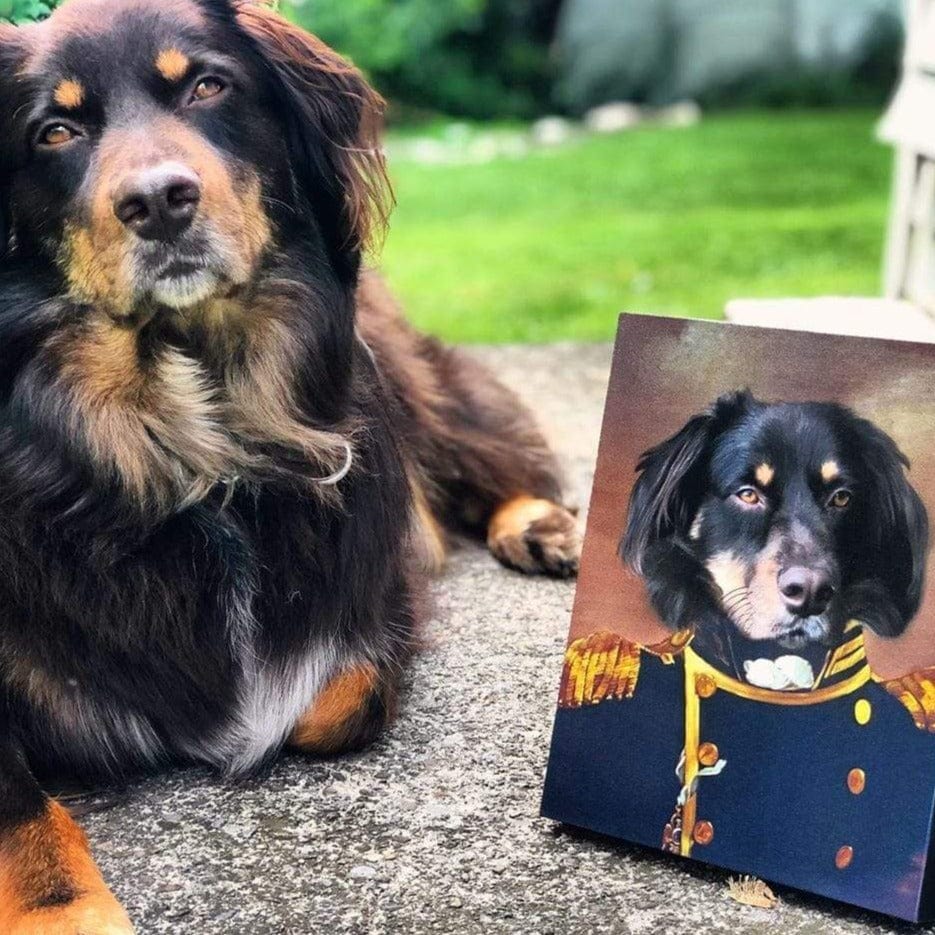Custom Pet Canvas Portrait – Admiral Style + Free Mug